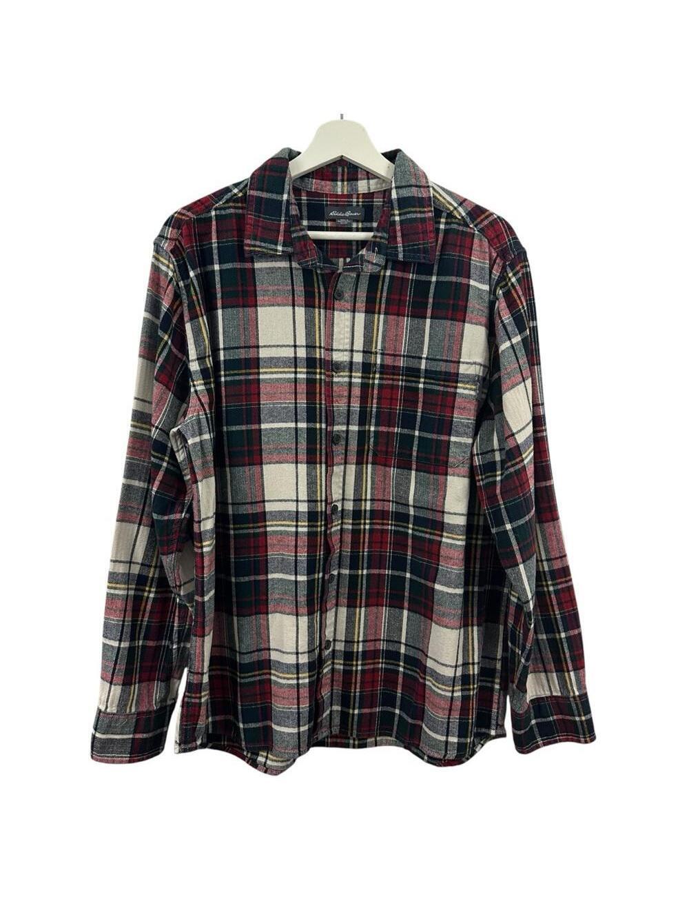 Eddie Bauer Men’s Flannel Plaid Button Down Shirt Size XL